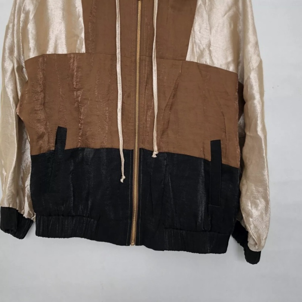Zara Basic Color Block Hooded Jacket Size Xs - image 4